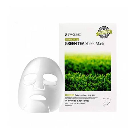 Купить 3W CLINIC ESSENTIAL UP GREEN TEA SHEET MASK (10pcs)