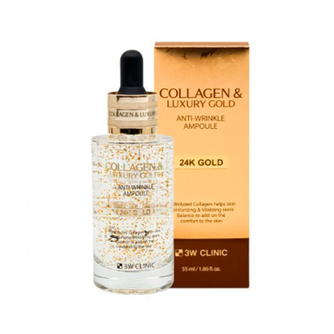 Купить 3W CLINIC COLLAGEN & LUXURY GOLD ANTI-WRINKLE AMPOULE (55ml)