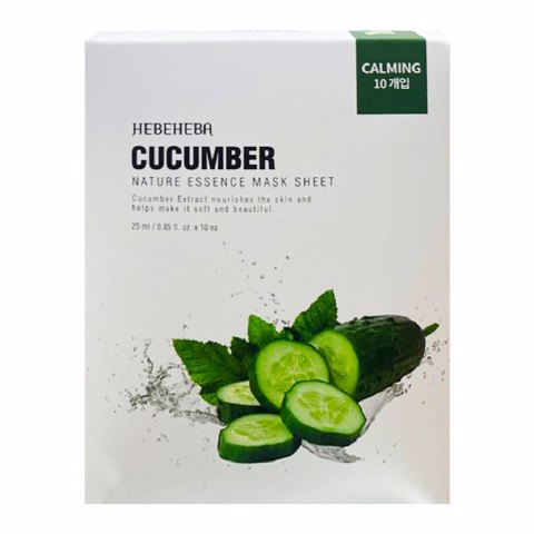 Купить [SALE] HEBEHEBA CUCUMBER NATURAL ESSENCE MASK SHEET (25ml*10ea) [EXP 06/2025]