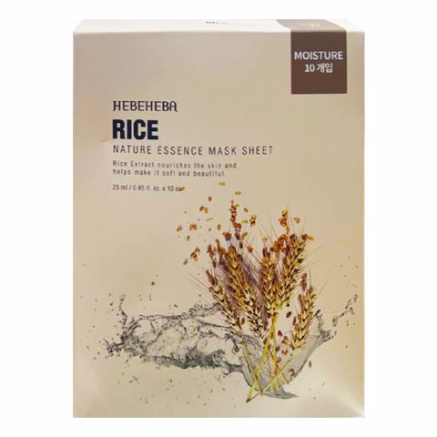 Купить [SALE] HEBEHEBA RICE NATURAL ESSENCE MASK SHEET (25ml*10ea) [EXP 06/2025]