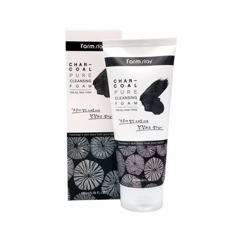 Купить [SALE] FARM STAY CHARCOAL PURE CLEANSING FOAM (180ml) [EXP 10/2025]