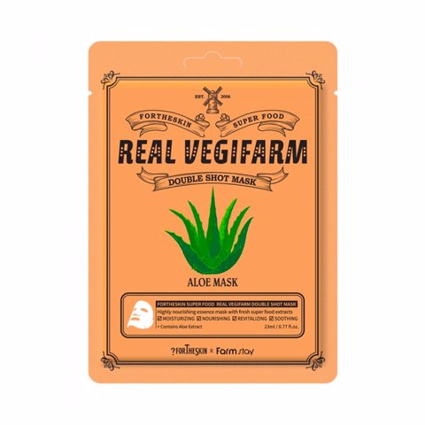 Купить [SALE] FORTHESKIN SUPER FOOD REAL VEGIFARM DOUBLE SHOT MASK ALOE (10ea) [EXP 01/2025]